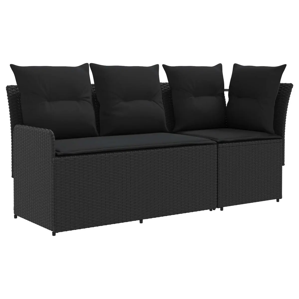Outdoor Sectional Sofa PE Rattan 2-Piece Modular Black