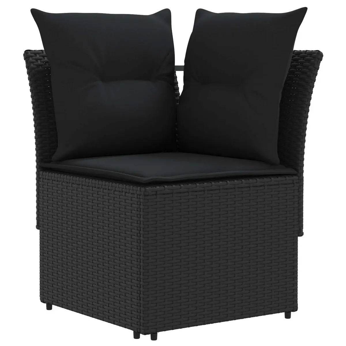 Outdoor Sectional Sofa PE Rattan 2-Piece Modular Black
