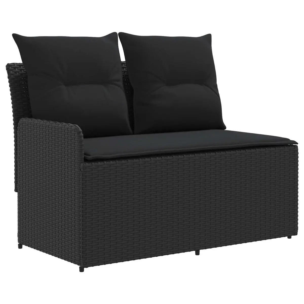 Outdoor Sectional Sofa PE Rattan 2-Piece Modular Black