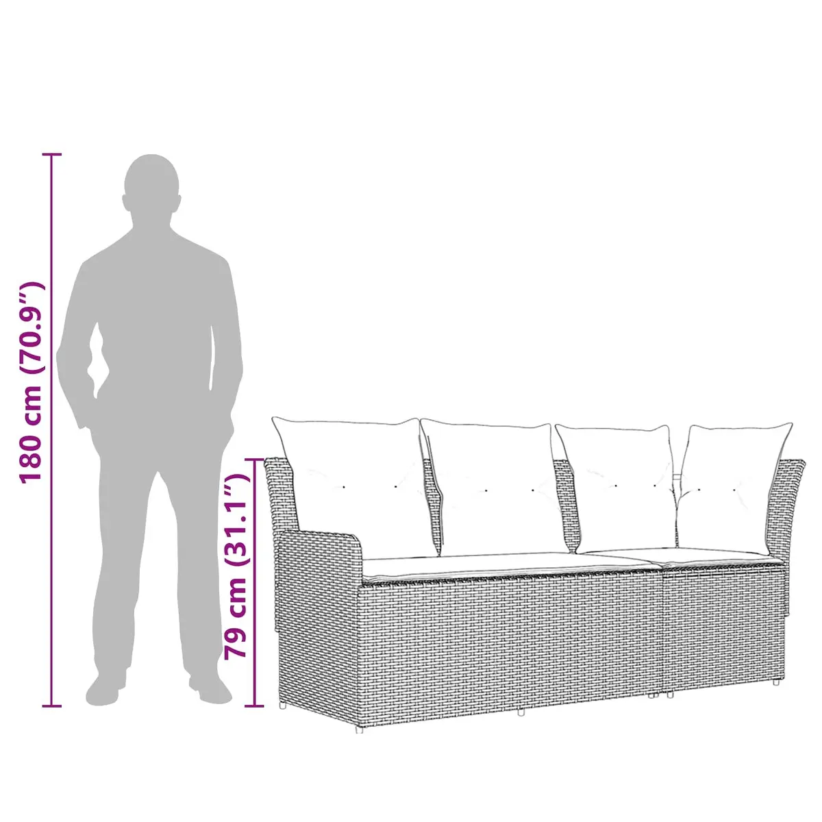 Outdoor Sectional Sofa Set 2-Piece Garden Armrest Corner Seating Modern Patio