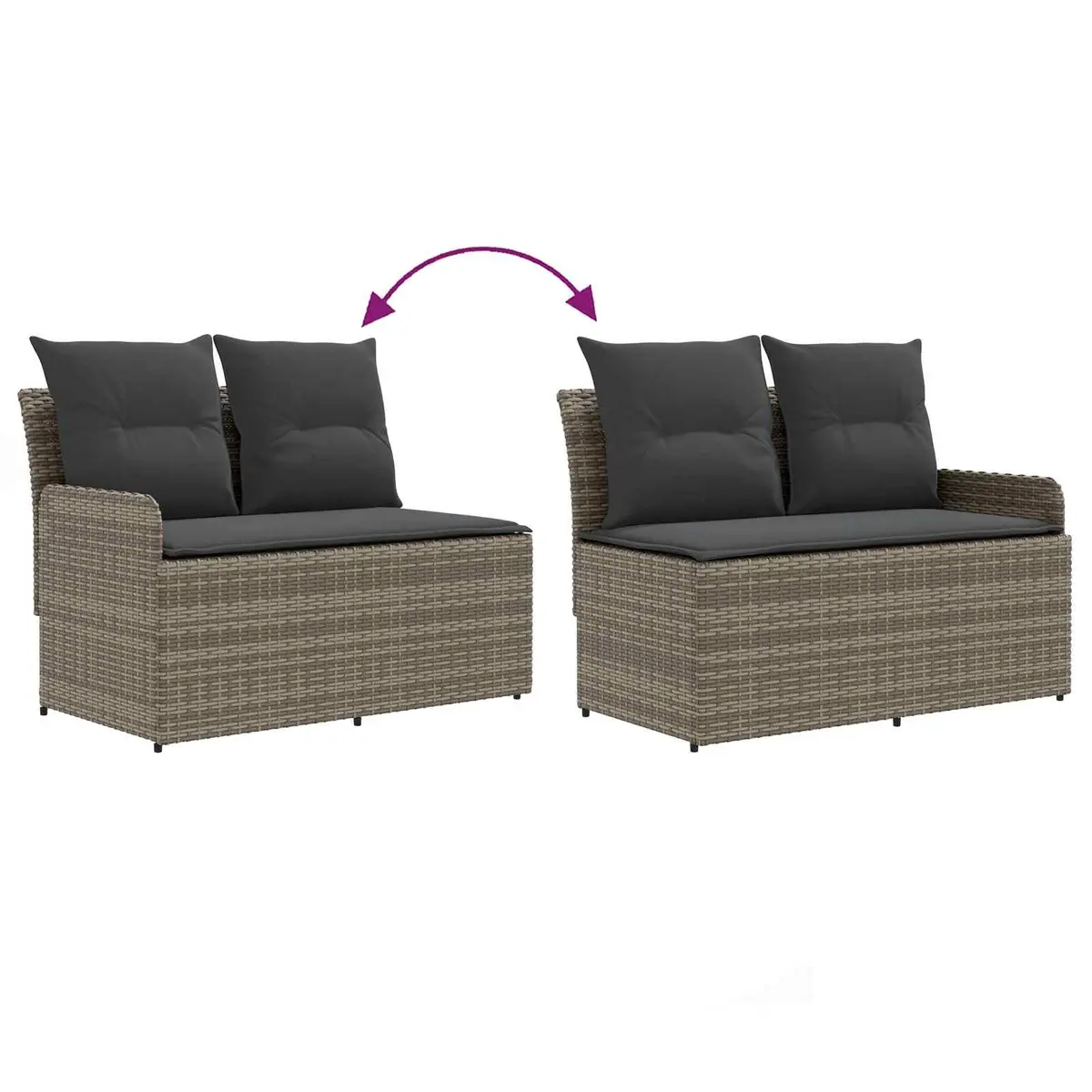 Outdoor Sectional Sofa Set 2-Piece Garden Armrest Corner Seating Modern Patio