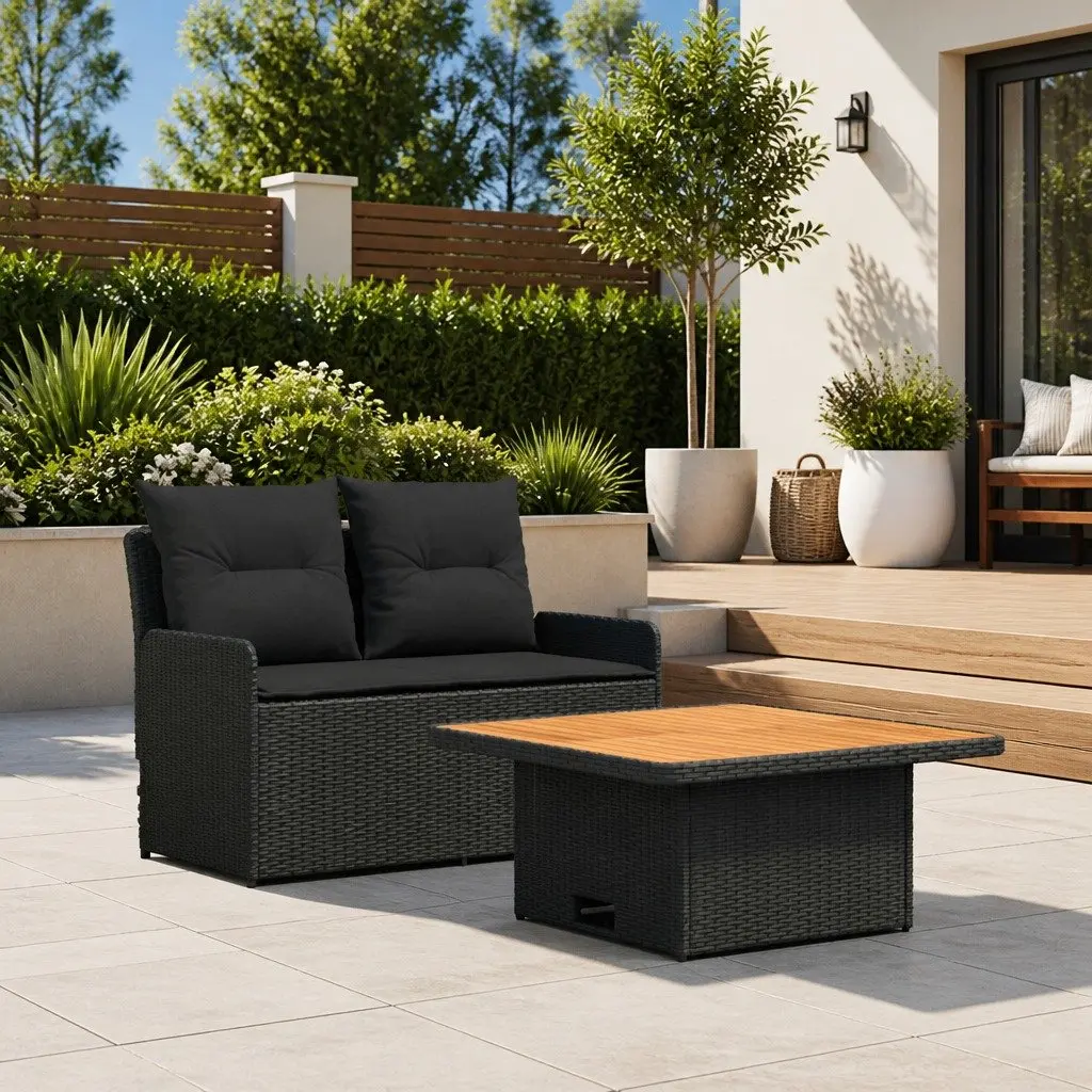 Outdoor Sectional Sofa with Lift-Up Table Set