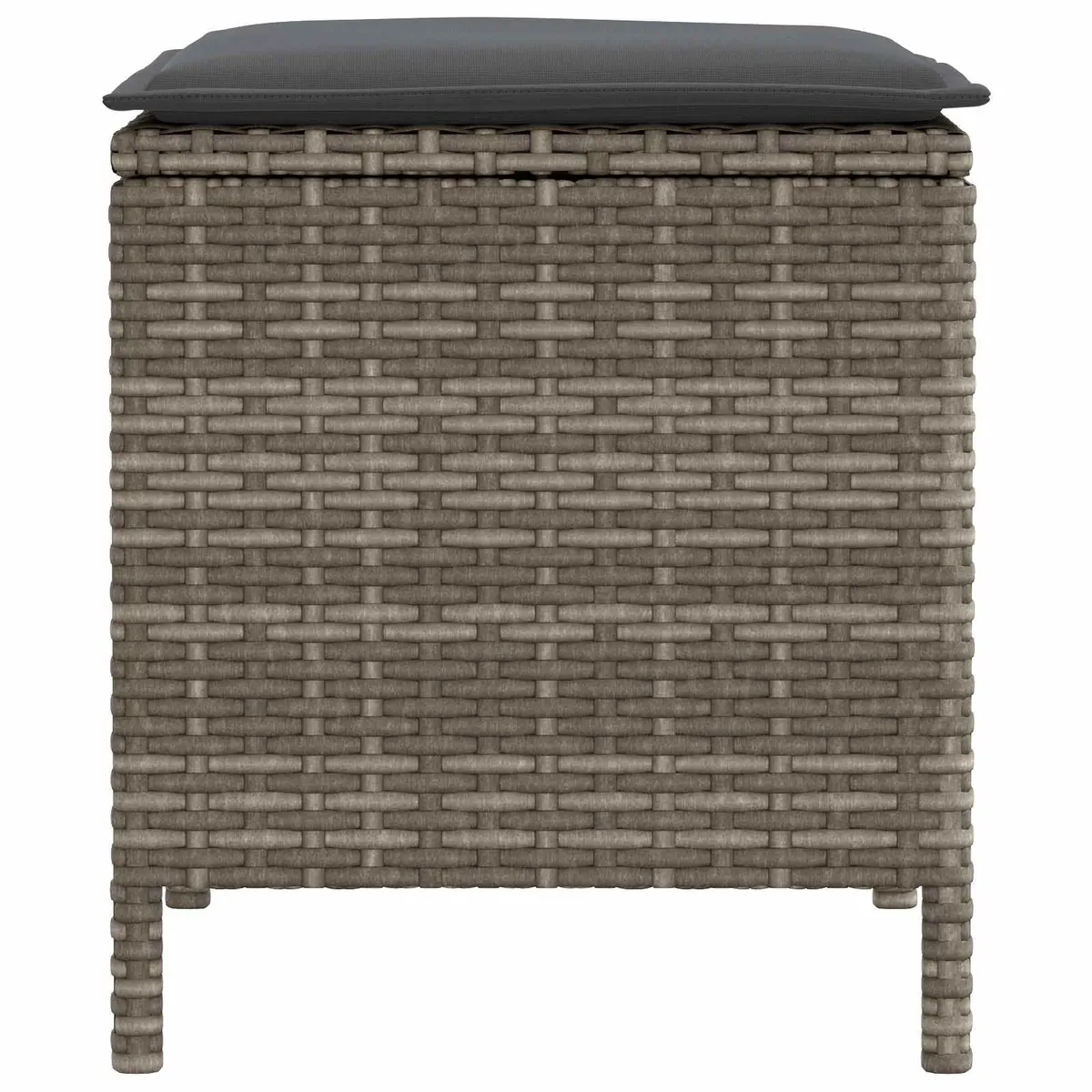 Grey Rattan Garden Footstool 2 Piece Set