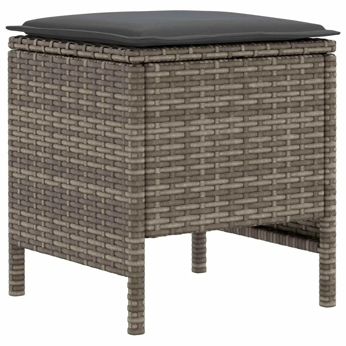 Grey Rattan Garden Footstool 2 Piece Set