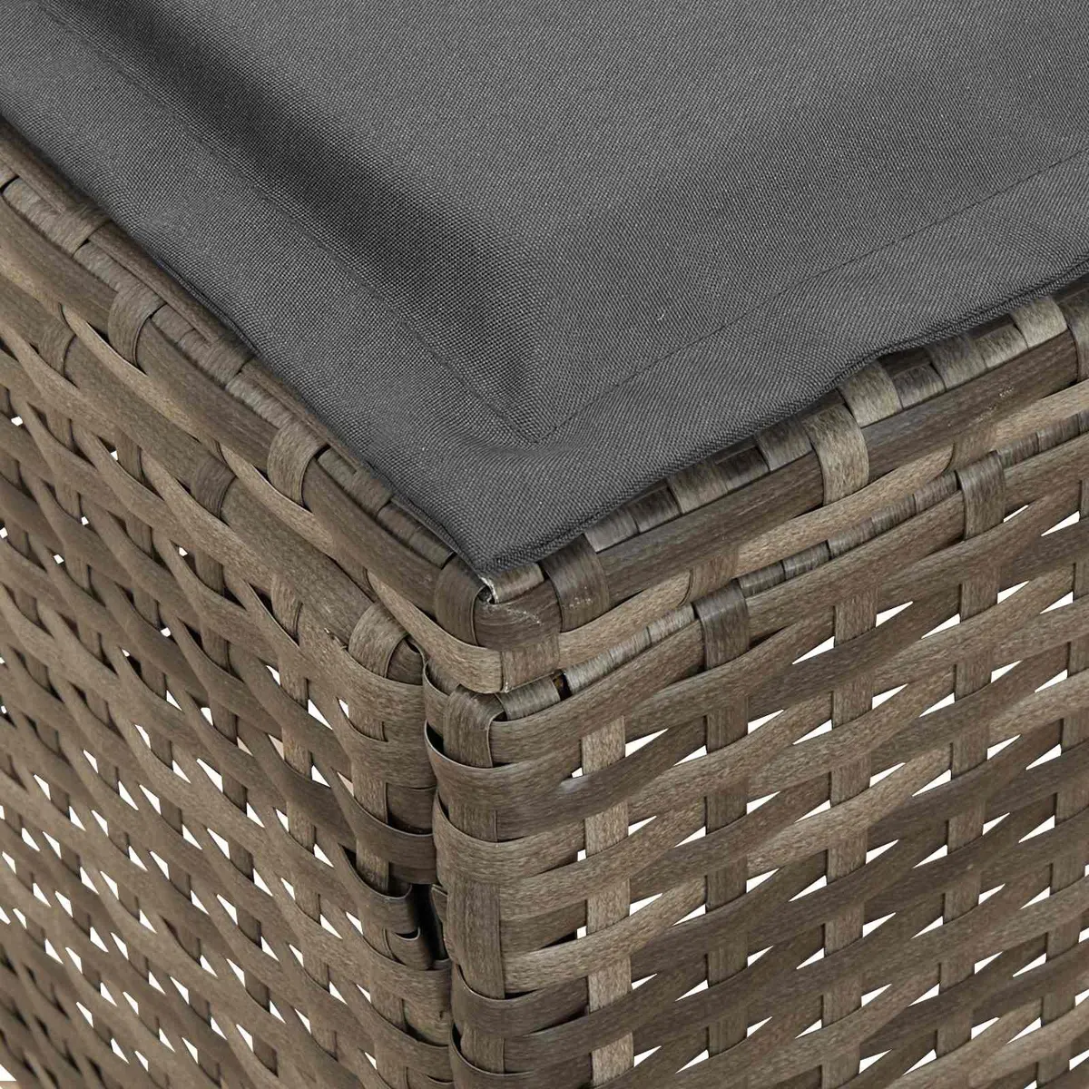 Grey Rattan Garden Footstool 2 Piece Set