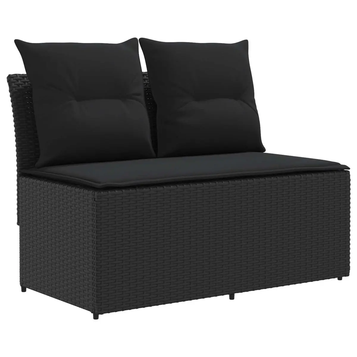 Outdoor Middle Sofa with Lift-Up Table in Black