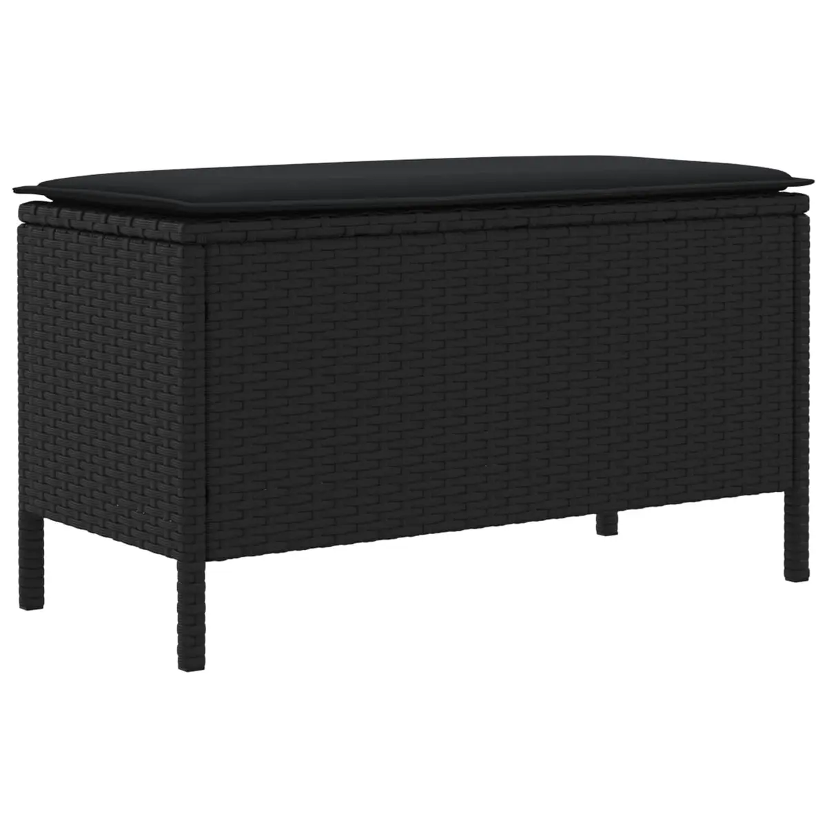 Footstool Poly Rattan Black 80x38x45cm