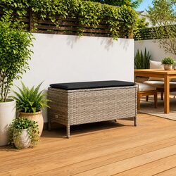 Premium Grey Rattan Footstool for Outdoor and Indoor Use