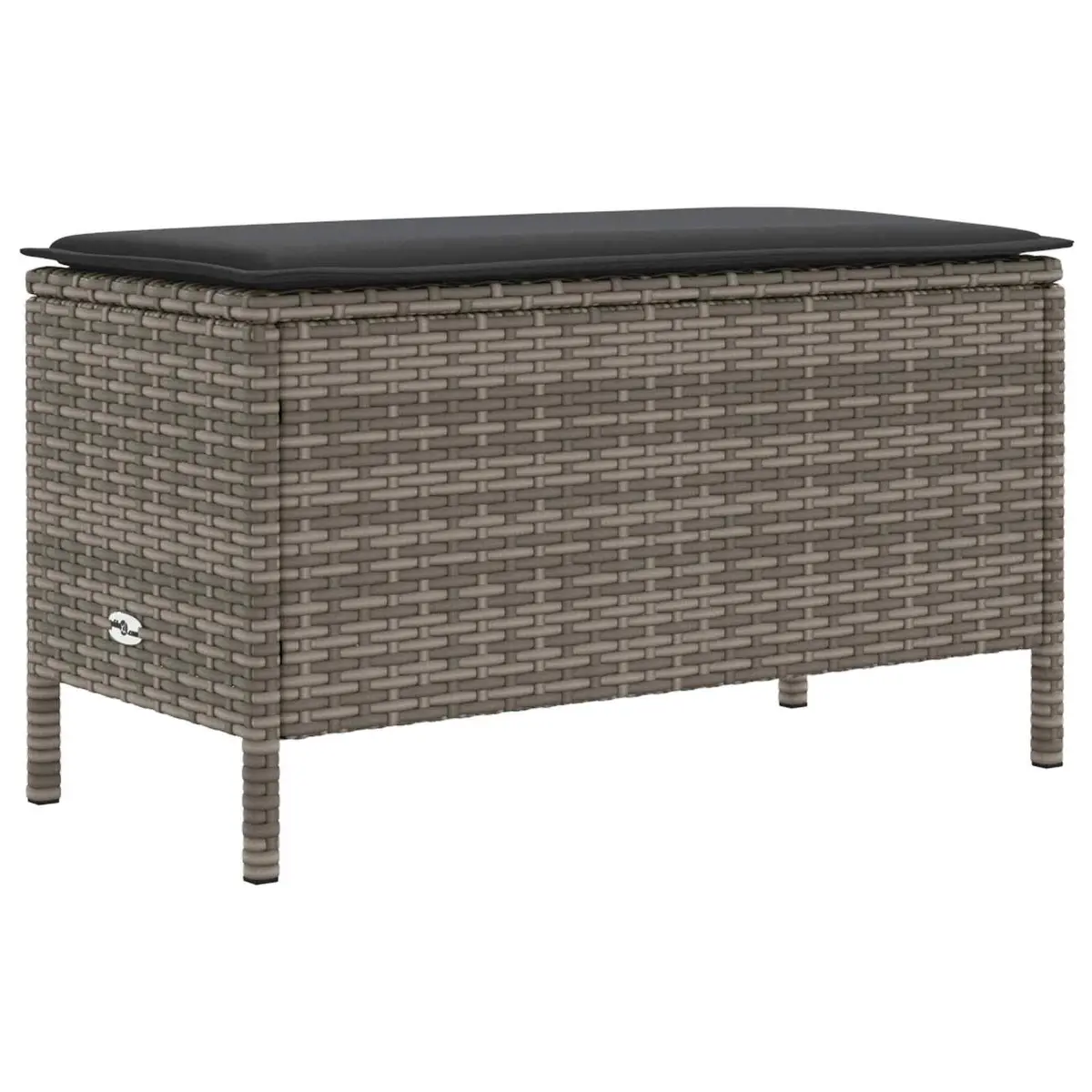 Footstool Poly Rattan 80 x 38 x 45 cm Grey Outdoor Indoor Seating with Removable Cushion
