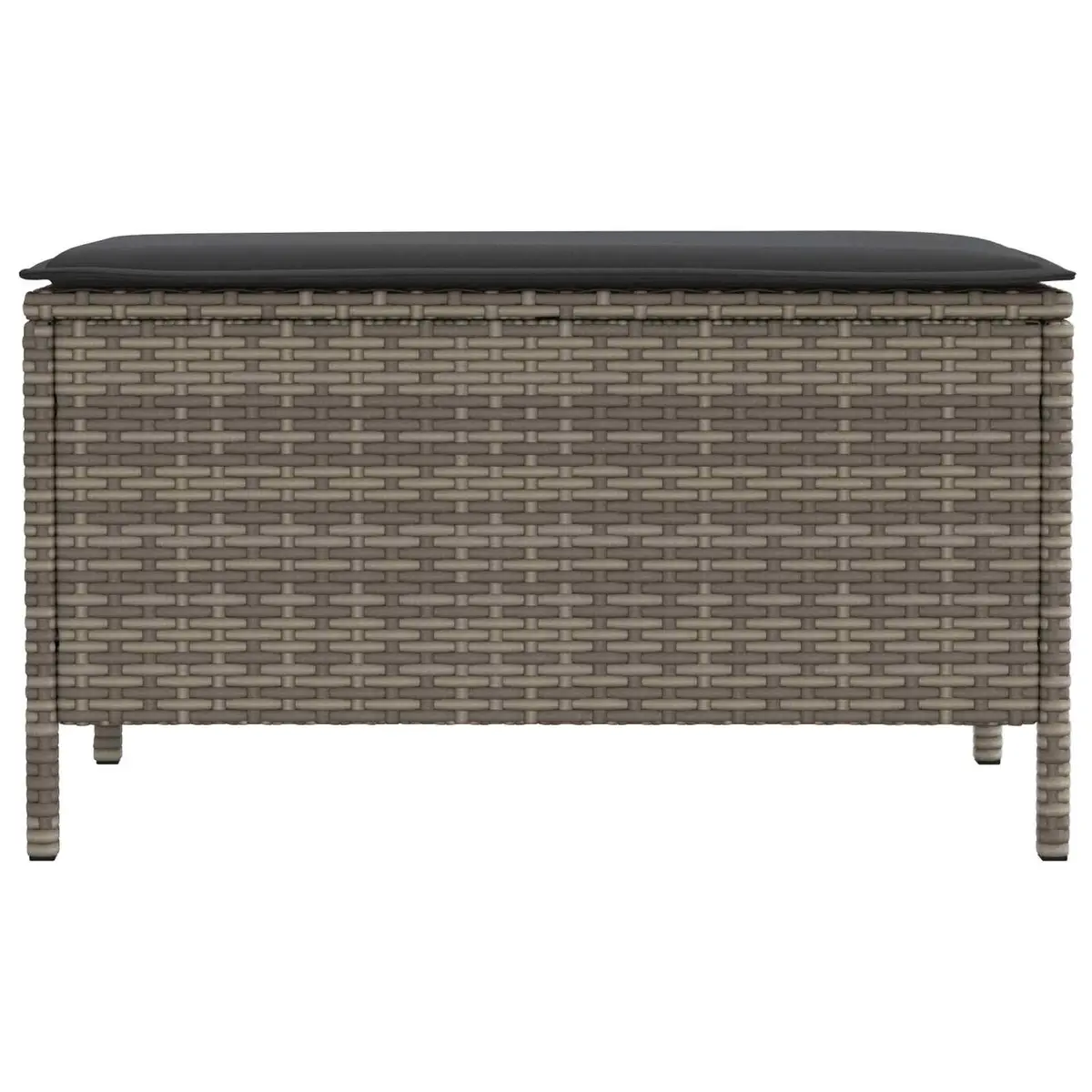 Footstool Poly Rattan 80 x 38 x 45 cm Grey Outdoor Indoor Seating with Removable Cushion