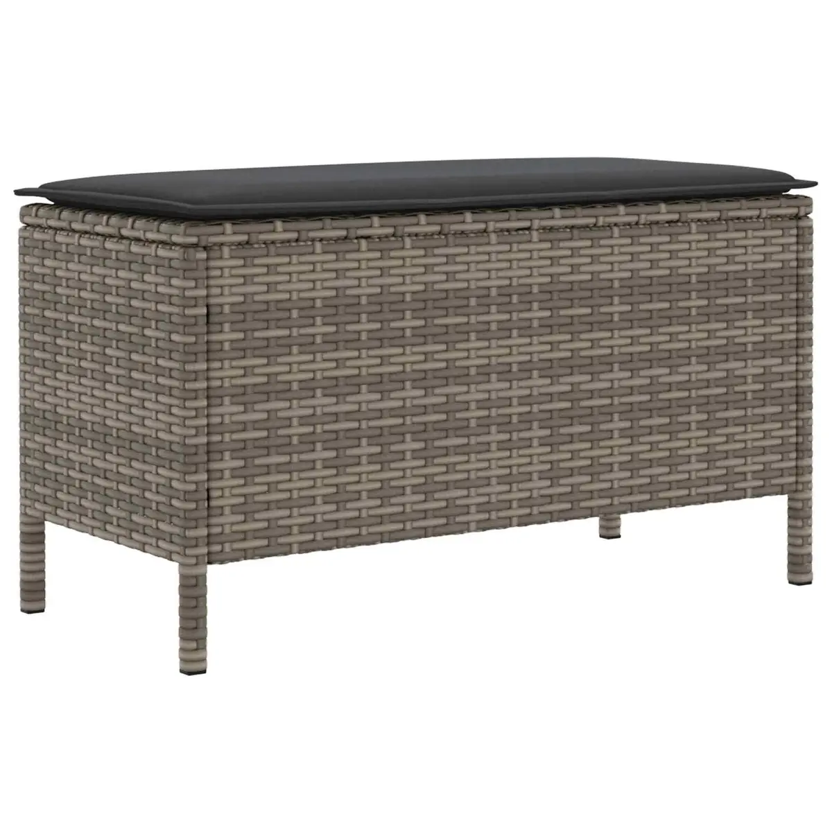 Footstool Poly Rattan 80 x 38 x 45 cm Grey Outdoor Indoor Seating with Removable Cushion