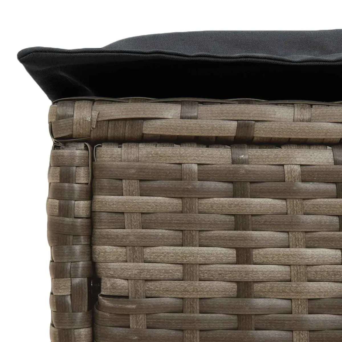 Footstool Poly Rattan 80 x 38 x 45 cm Grey Outdoor Indoor Seating with Removable Cushion