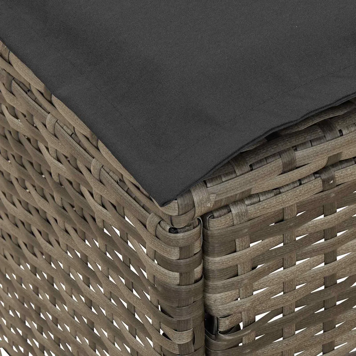 Footstool Poly Rattan 80 x 38 x 45 cm Grey Outdoor Indoor Seating with Removable Cushion
