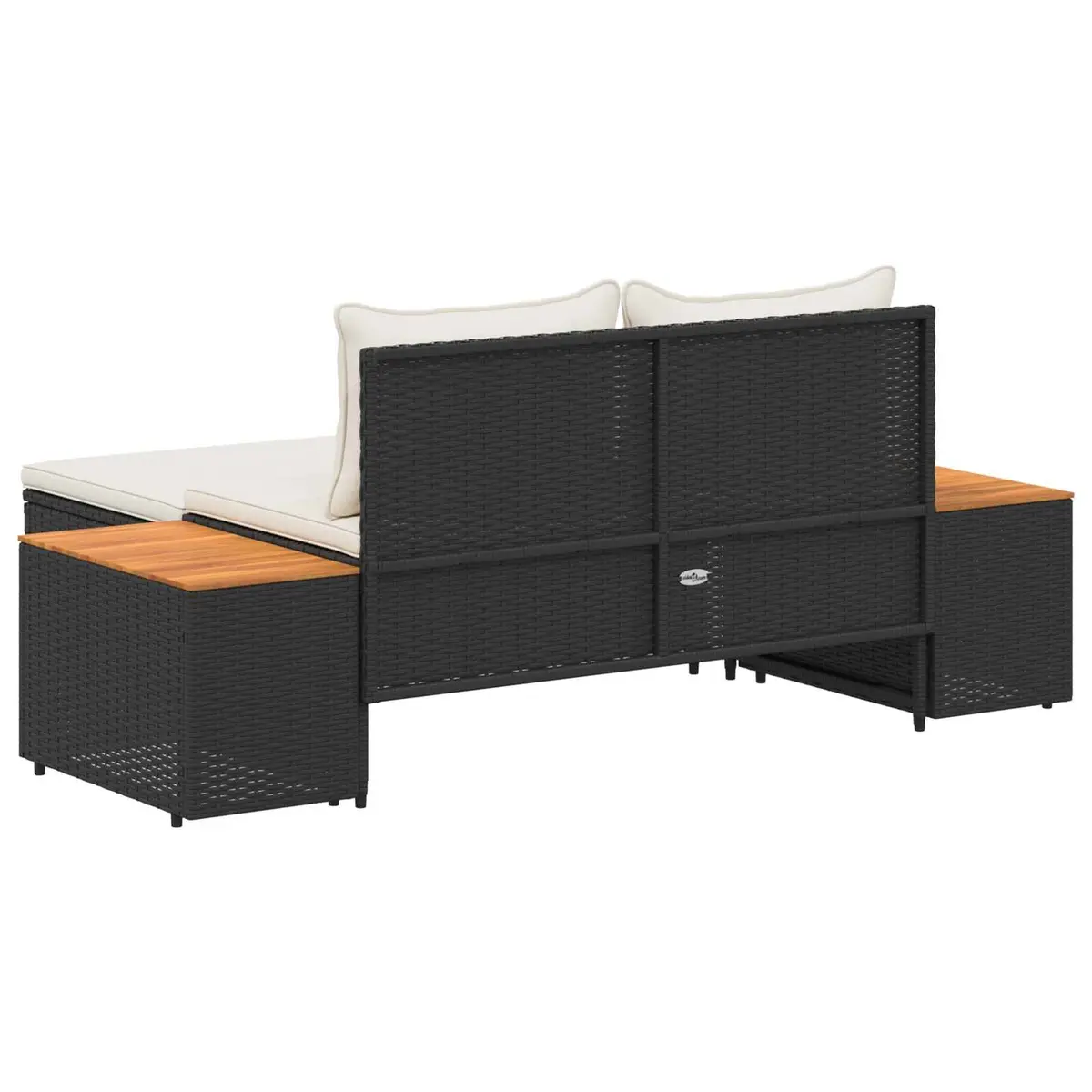 Outdoor Sofa Set Poly Rattan Steel 4-Seater Black Rectangular