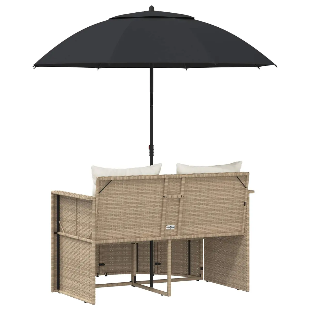 Garden Sofa Set Poly Rattan 8 Piece Outdoor Lounge Furniture Beige