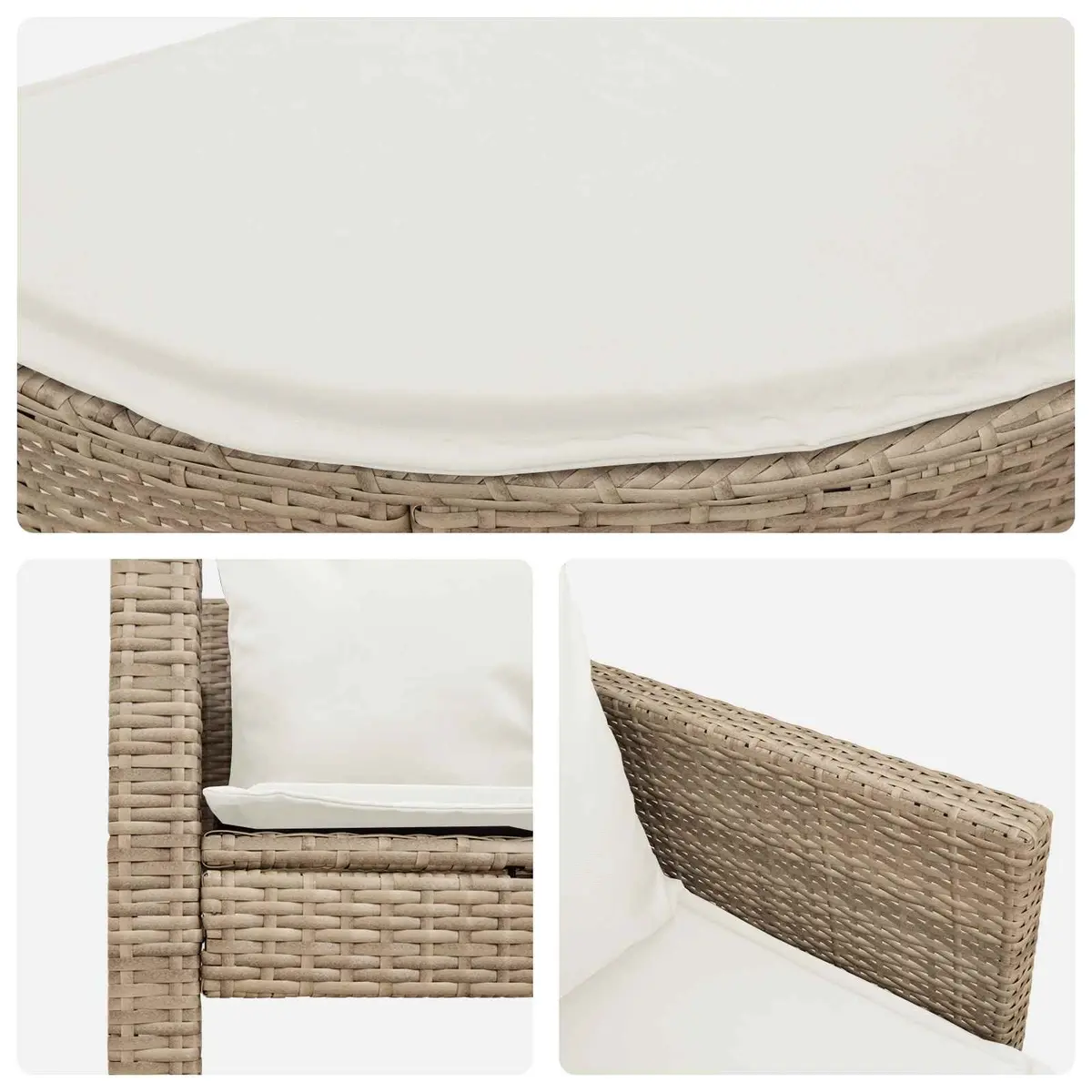 Garden Sofa Set Poly Rattan 8 Piece Outdoor Lounge Furniture Beige