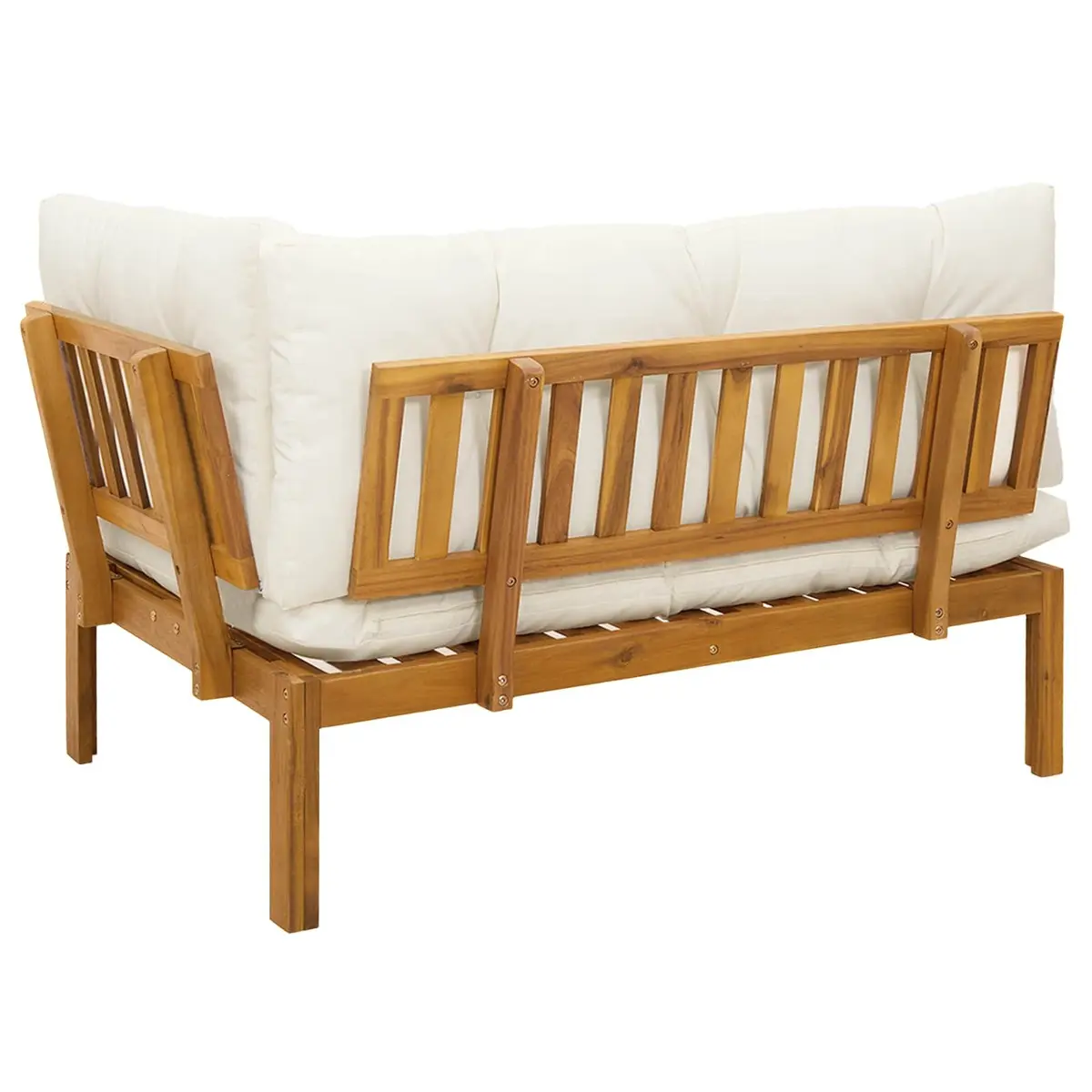 Outdoor Sectional Sofa Garden Corner Seating Acacia Wood Bench Cushion Set