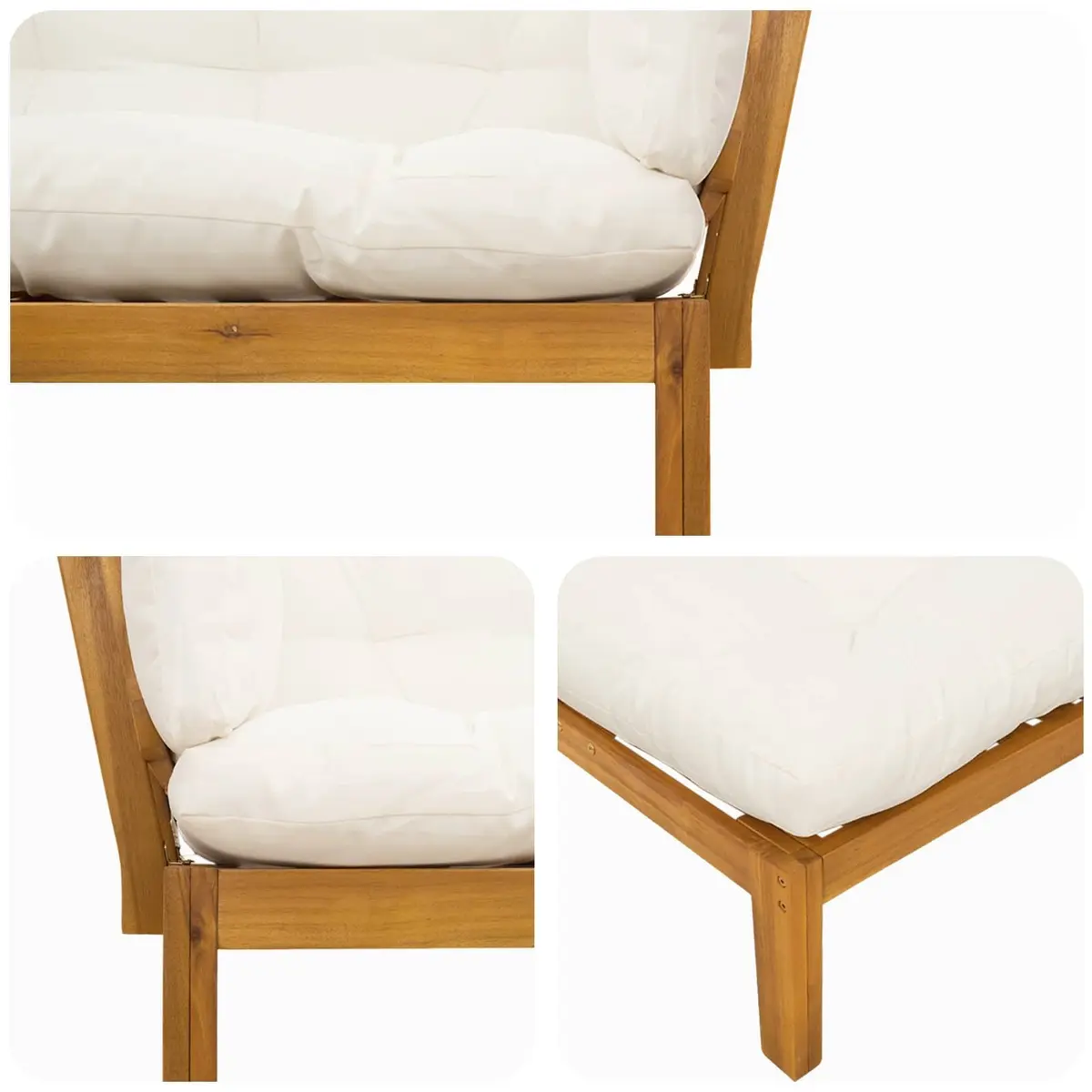 Outdoor Sectional Sofa Garden Corner Seating Acacia Wood Bench Cushion Set