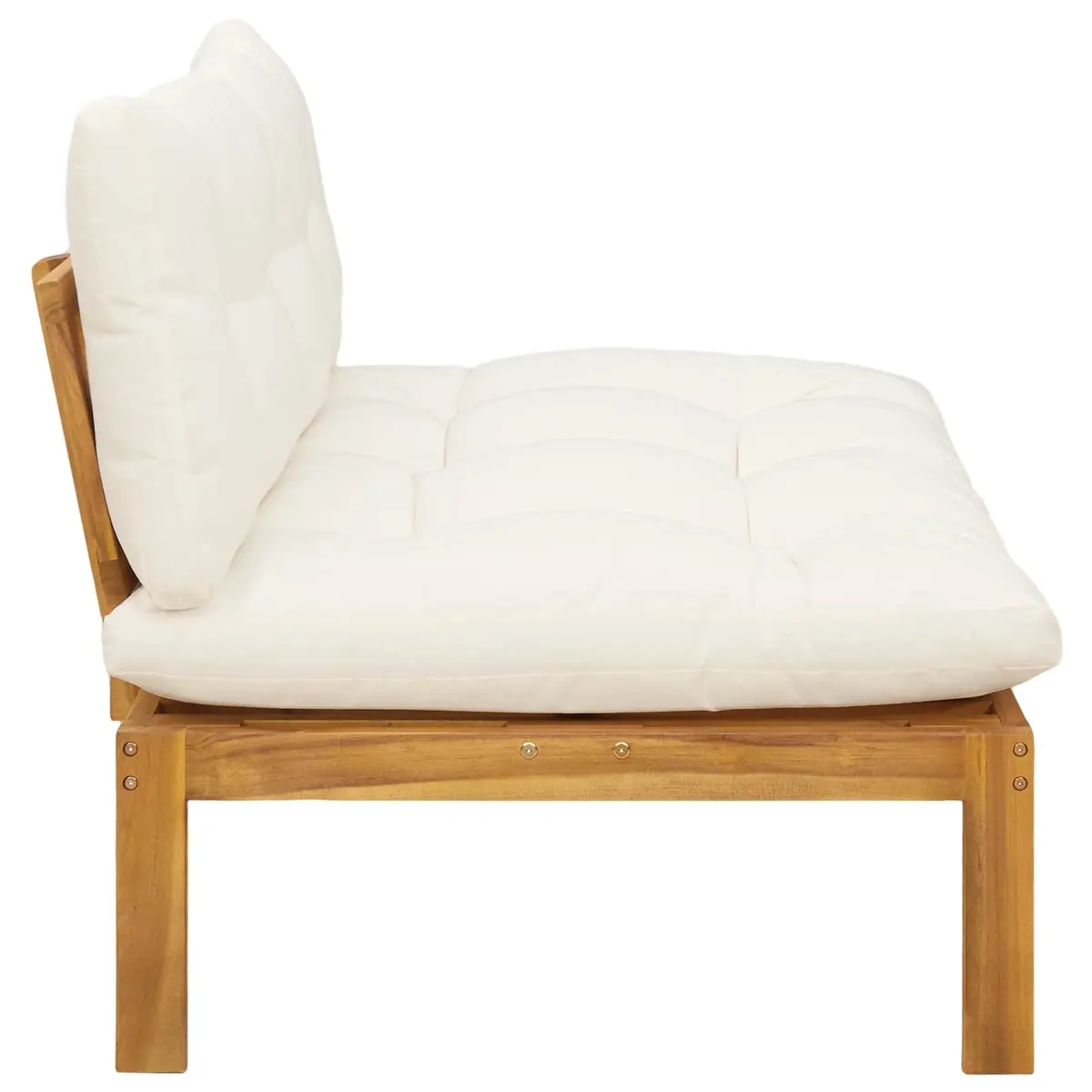 Outdoor Sectional Sofa Middle Unit Garden Acacia Wood Natural Cream White