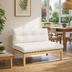 Light Acacia Cream White Outdoor Sectional Sofa Middle Unit