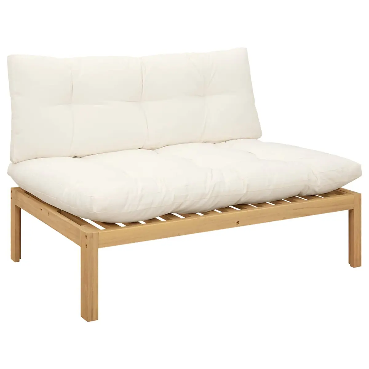 Light Acacia Cream White Outdoor Sectional Sofa Middle Unit