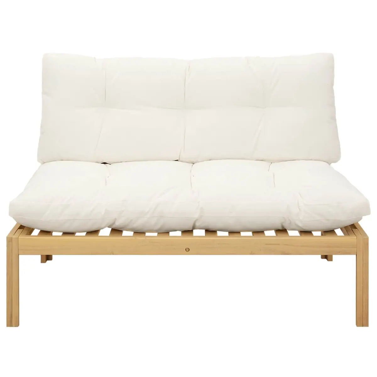 Light Acacia Cream White Outdoor Sectional Sofa Middle Unit