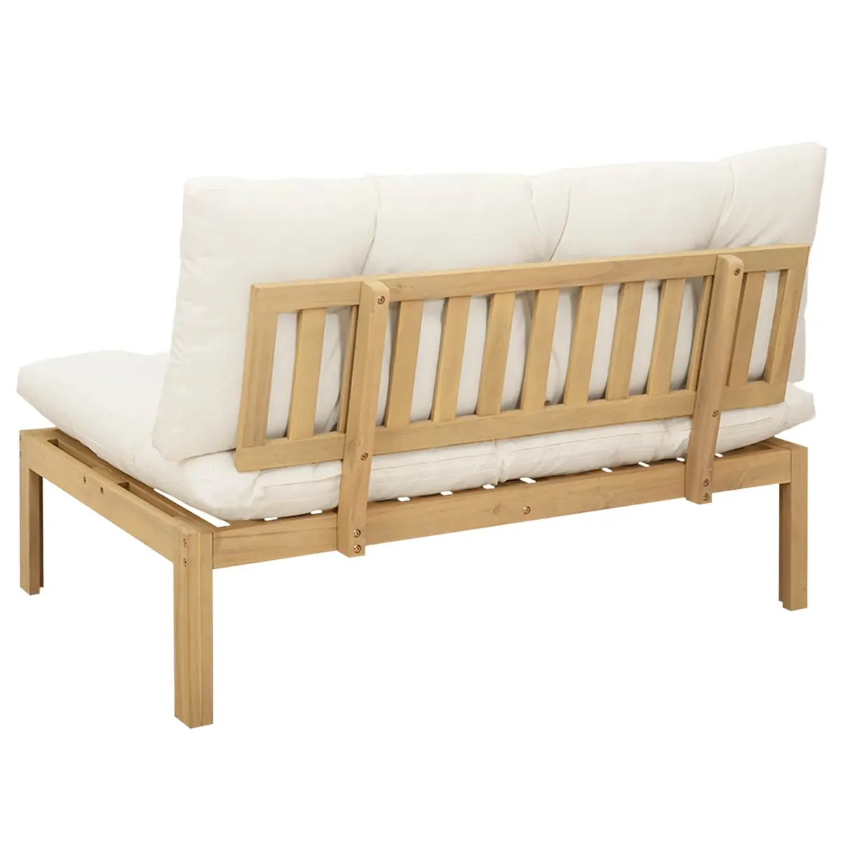 Light Acacia Cream White Outdoor Sectional Sofa Middle Unit