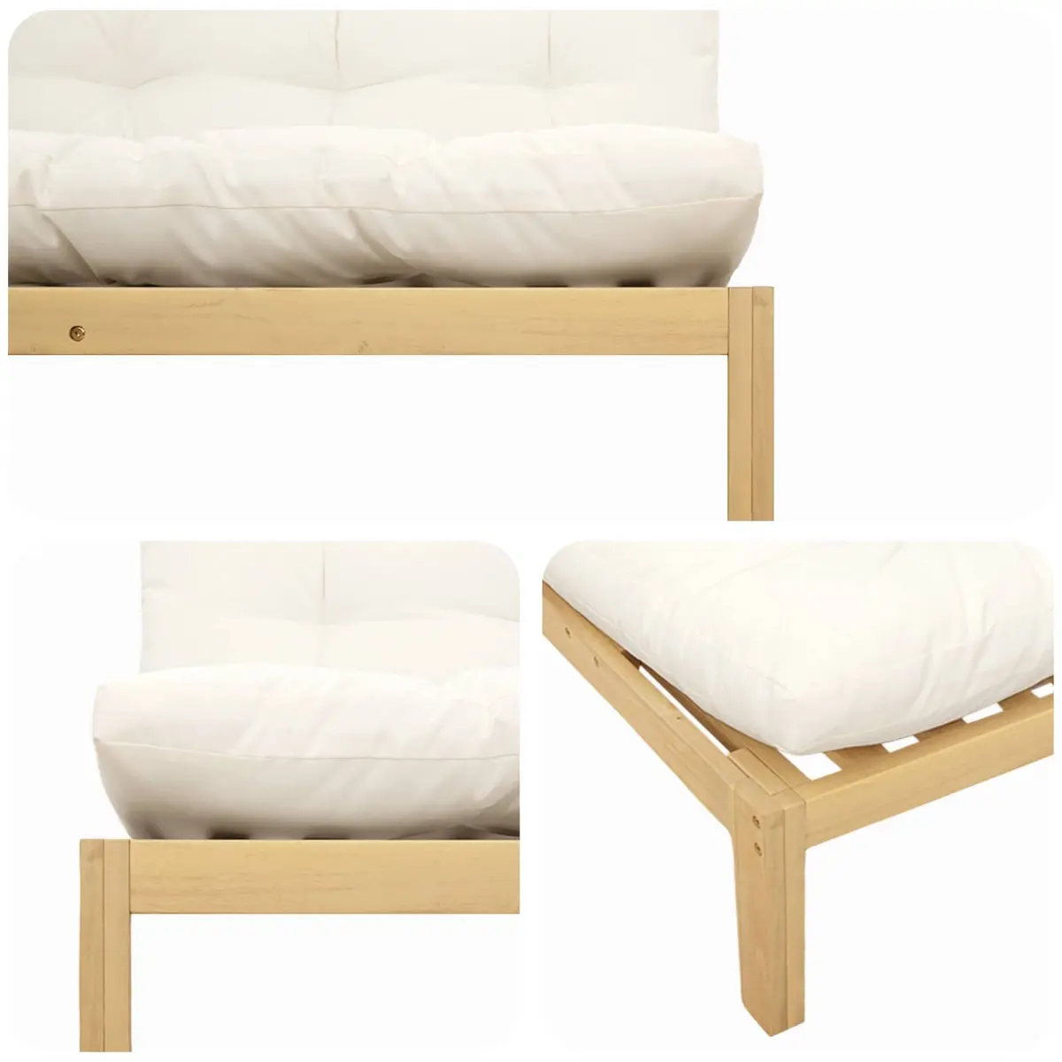 Light Acacia Cream White Outdoor Sectional Sofa Middle Unit