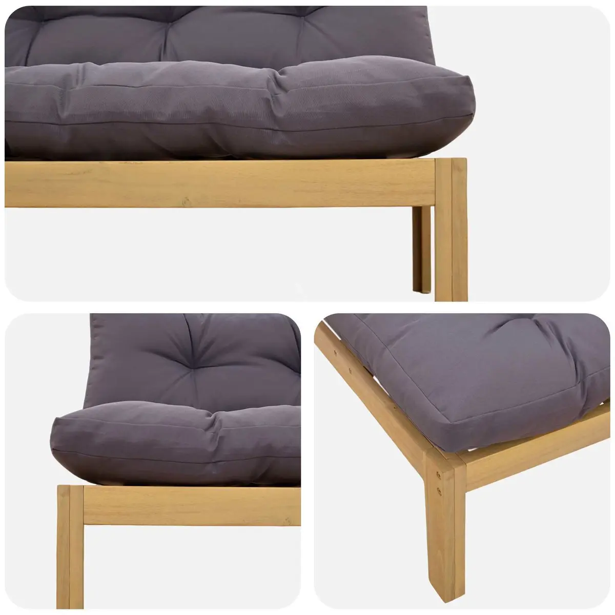 Outdoor Sectional Sofa Middle Unit in Acacia Wood