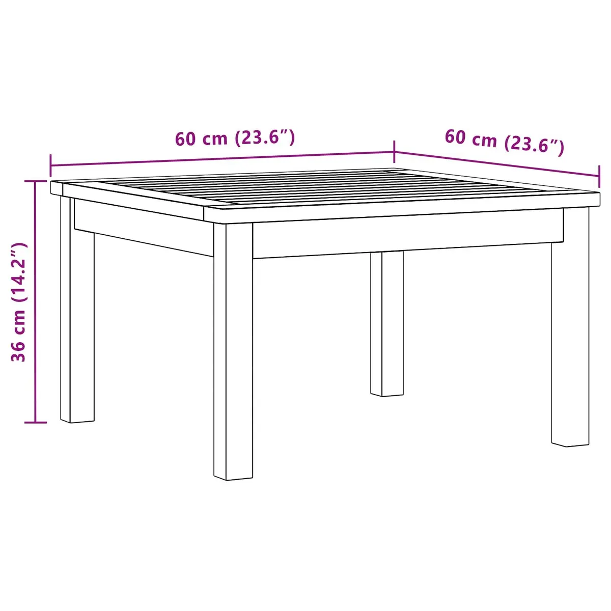 Solid Acacia Wood Coffee Table for Indoor and Outdoor