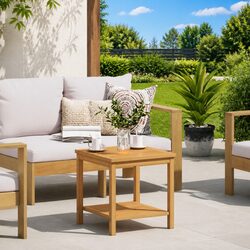 Solid Acacia Wood Side Table 45x45x45cm Brown Accent Coffee Table Garden Patio