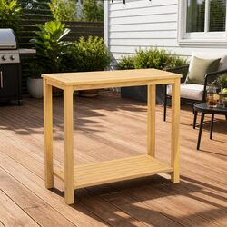 Brown Rustic Garden Console Table with Storage Shelves