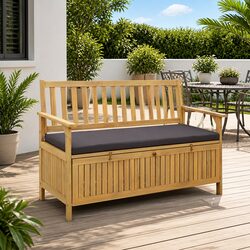 Sturdy Outdoor Storage Bench 2-Seater 120x63x84cm