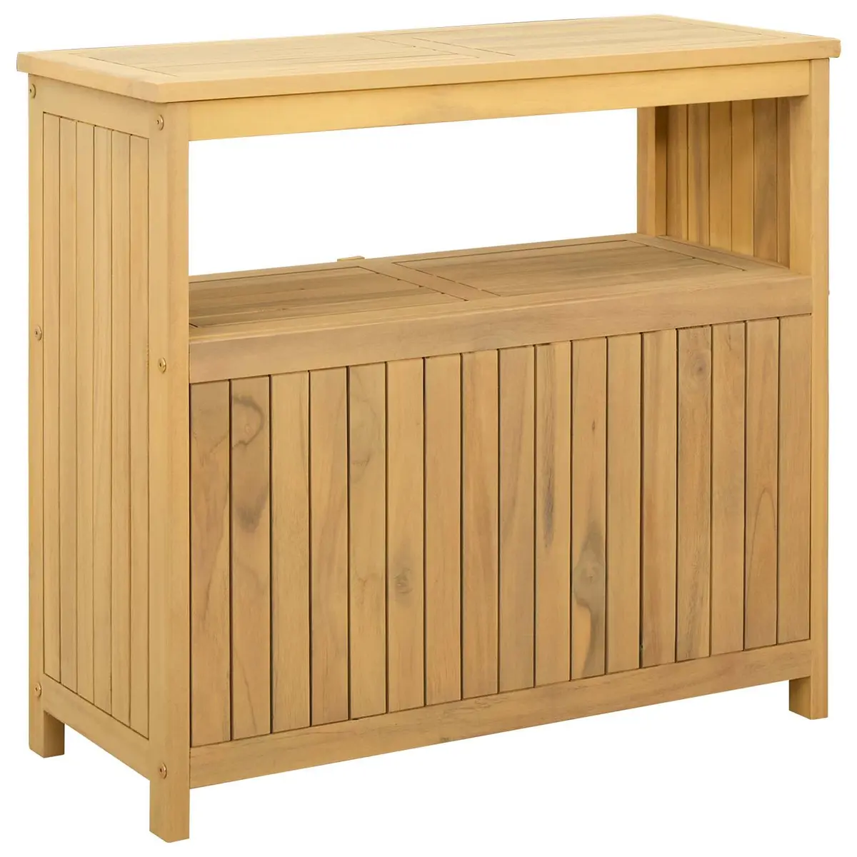 Light Acacia Garden Console Table with Storage Shelves