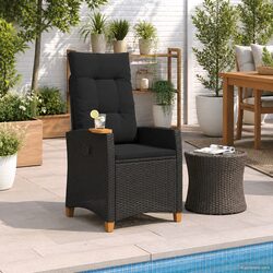 Premium Outdoor Reclining Chair with Side Table - Black
