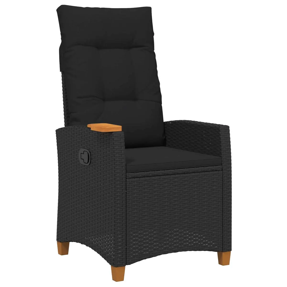 Outdoor Reclining Chair with Integrated Tea Table Black Garden Lounge Seat