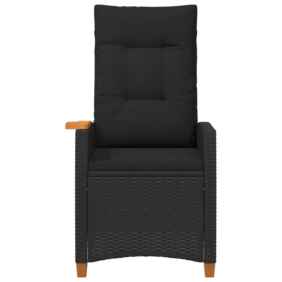 Outdoor Reclining Chair with Integrated Tea Table Black Garden Lounge Seat