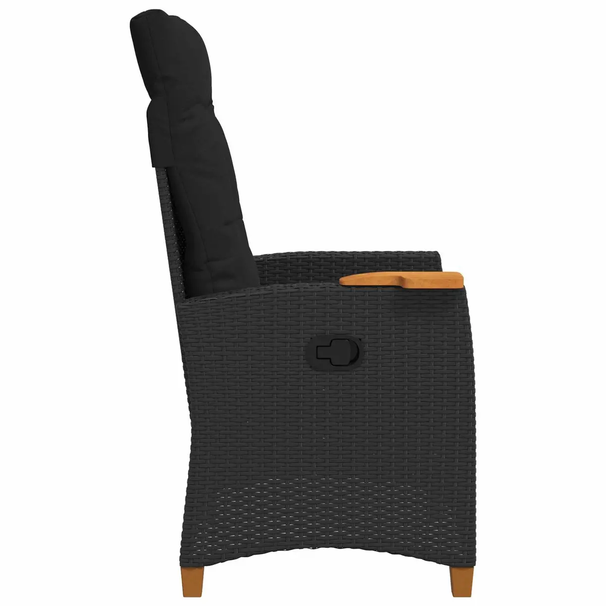 Outdoor Reclining Chair with Integrated Tea Table Black Garden Lounge Seat