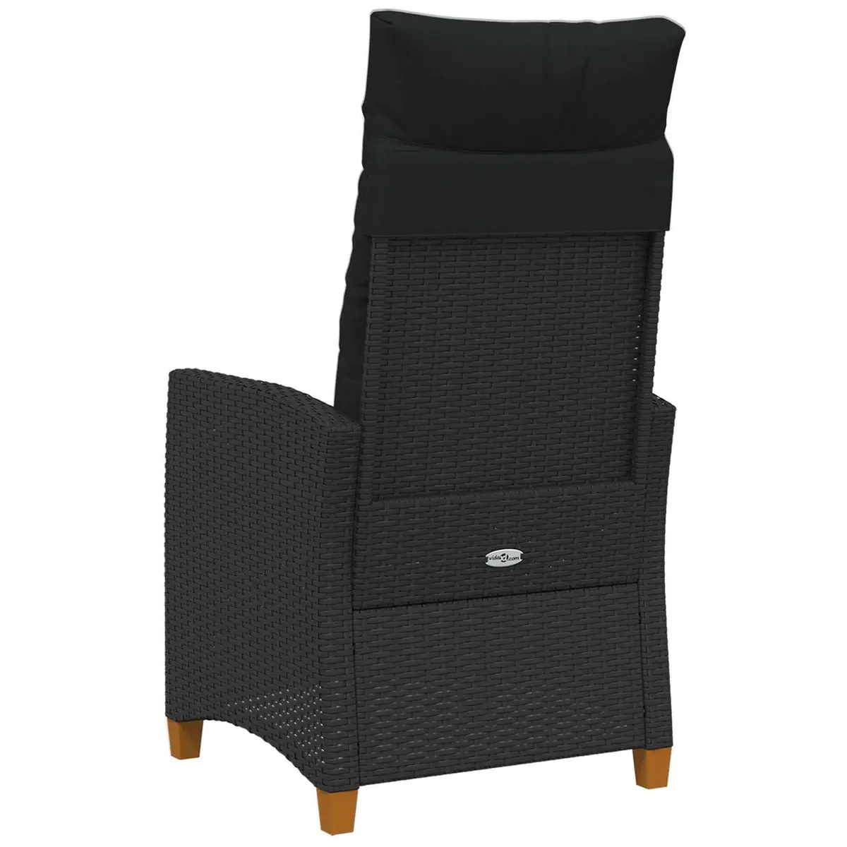 Outdoor Reclining Chair with Integrated Tea Table Black Garden Lounge Seat