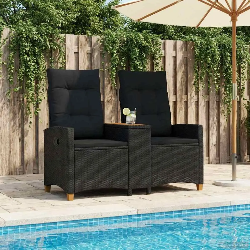 Outdoor Reclining Bench with Integrated Tea Table