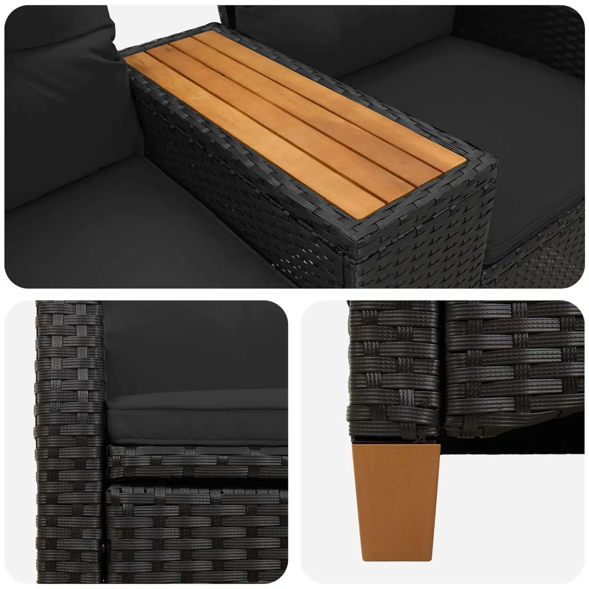 Outdoor Reclining Bench with Integrated Tea Table