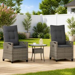 Durable Grey Garden Recliner Chair with Adjustable Backrest