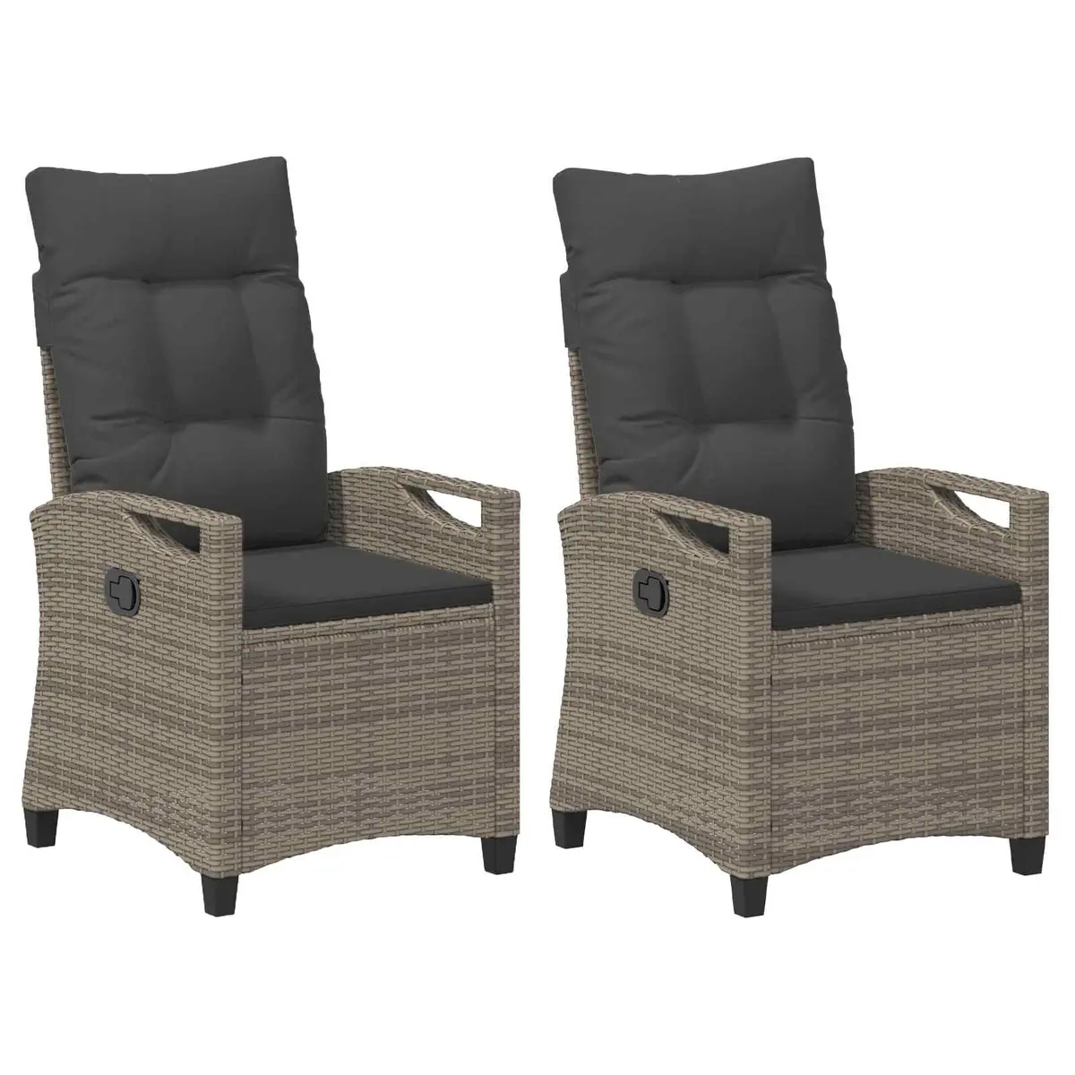 Outdoor Garden Chair Recliner Polyester Steel Adjustable Backrest Grey 2 Piece