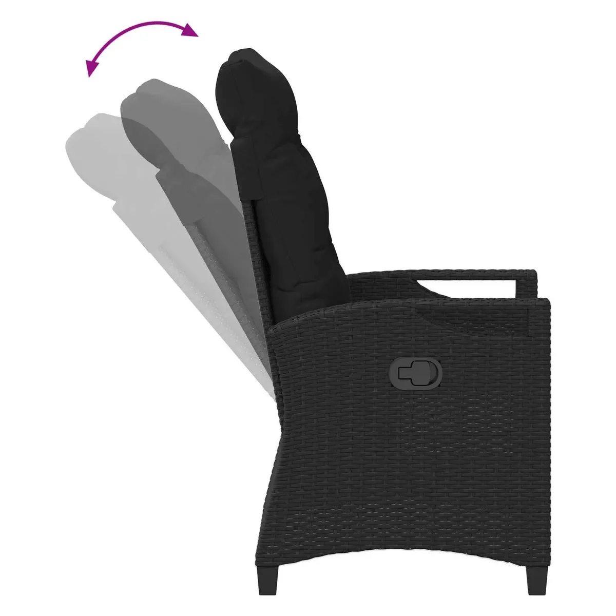 Reclining Garden Chair Poly Rattan Adjustable Backrest Black