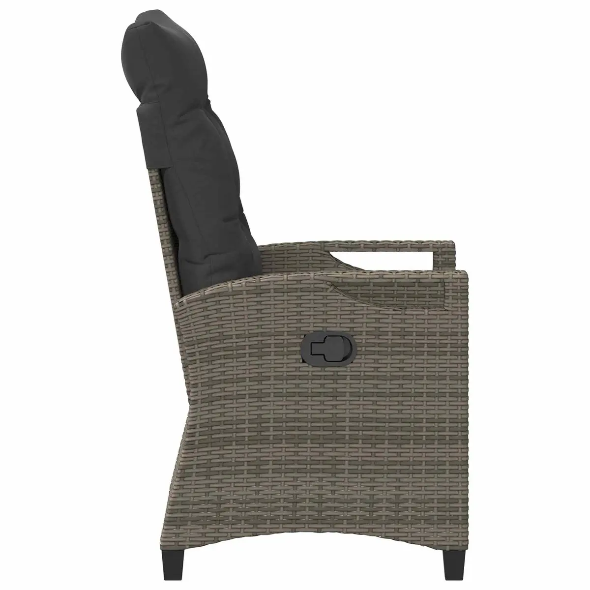Reclining Garden Chair Poly Rattan Steel Adjustable Backrest Fold-Out Table Grey