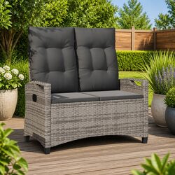 Durable Adjustable Backrest Garden Bench with Pillow