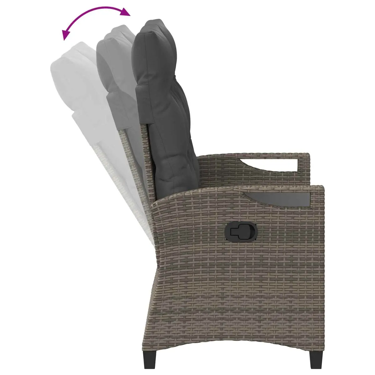 Adjustable Backrest Garden Bench with Pillow