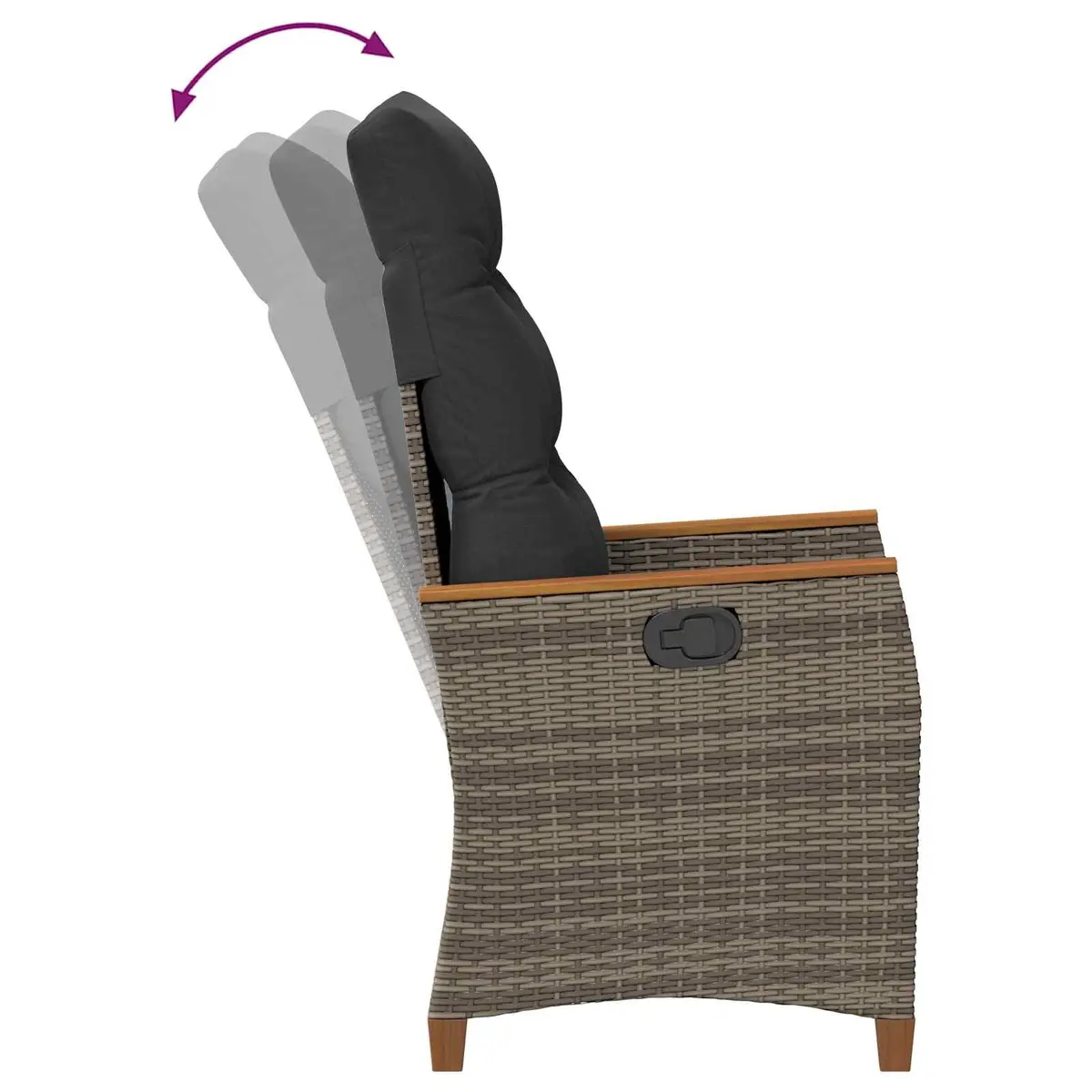 Reclining Garden Chair Powder-coated Steel Poly Rattan Grey