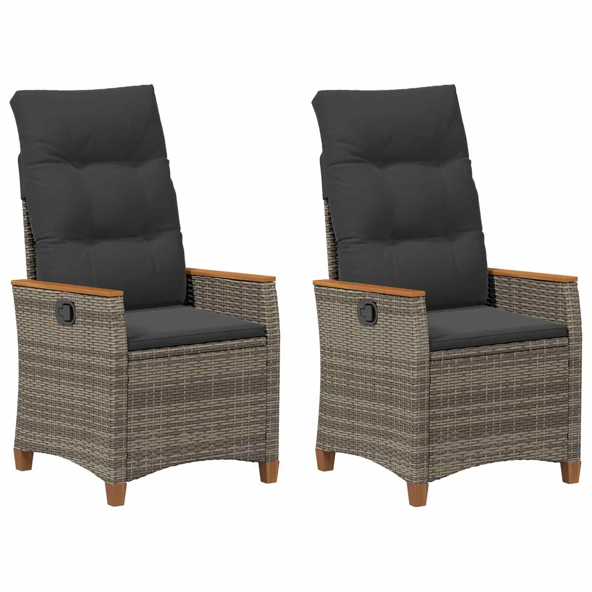 Grey Reclining Garden Chair with Adjustable Backrest