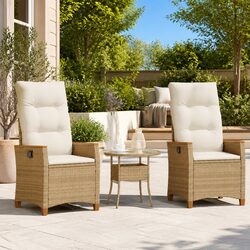 Durable Beige Reclining Garden Chair with Adjustable Backrest